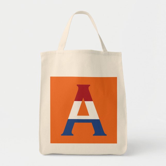 Tote Bag Un monogramme superposé sur le drapeau NLD ou sur  (Devant)