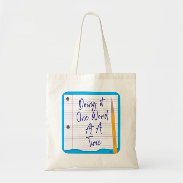 Tote Bag Un mot à la fois amusant auteur art (Devant)