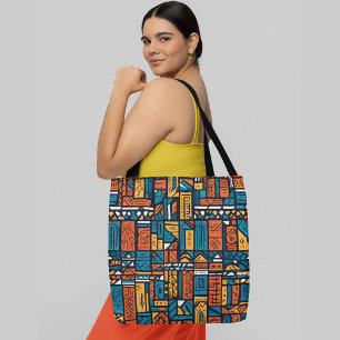 Tote Bag Un motif abstrait transparent avec diverses géomét
