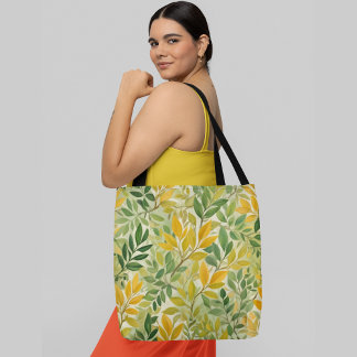 Tote Bag Un motif transparent avec divers vert et jaune