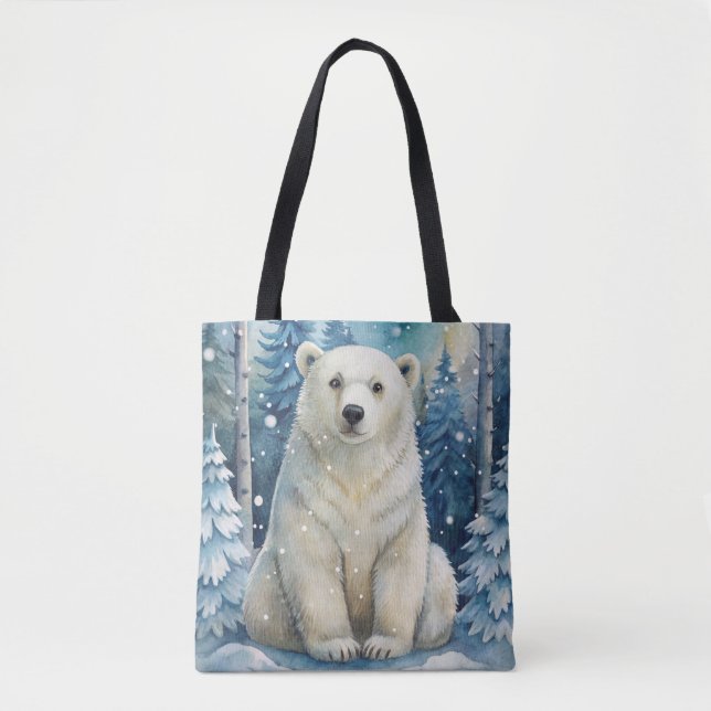 Tote Bag Un ours polaire en hiver (Devant)