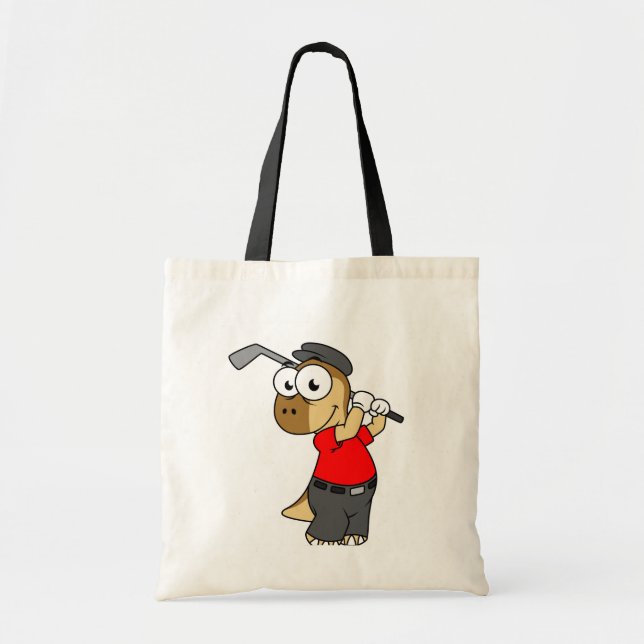 Tote Bag Un Pachycéphalosaure Dinosaure Jouer Golf. (Devant)