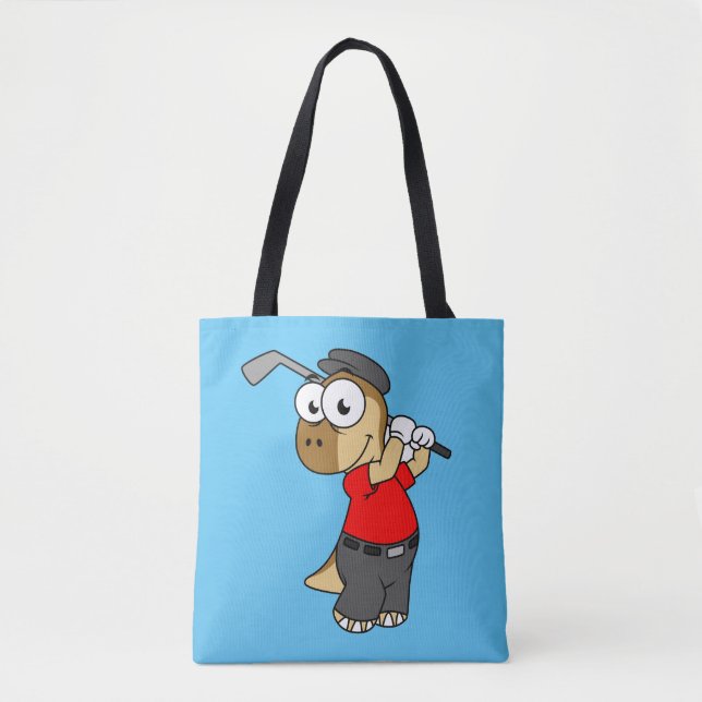Tote Bag Un Pachycéphalosaure Dinosaure Jouer Golf. (Devant)