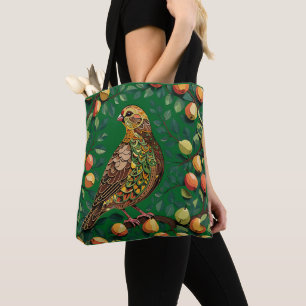Tote Bag Un pochoir de Perdreau Dans Un Arbre Fruitier