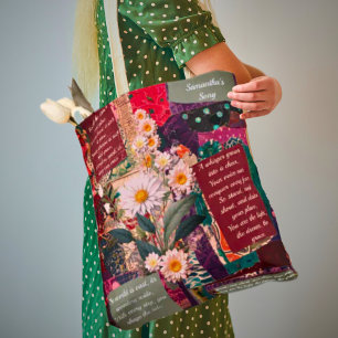 Tote Bag Un poème personnalisé floral bohème fantaisiste