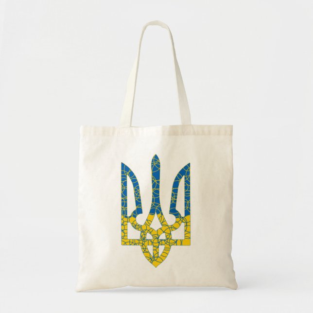 Tote Bag Un trident ukrainien texturé drapeau d'Ukraine cou (Devant)