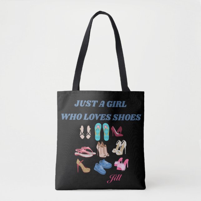 TOTE BAG UNE FILLE QUI AIME LES CHAUSSURES (Devant)