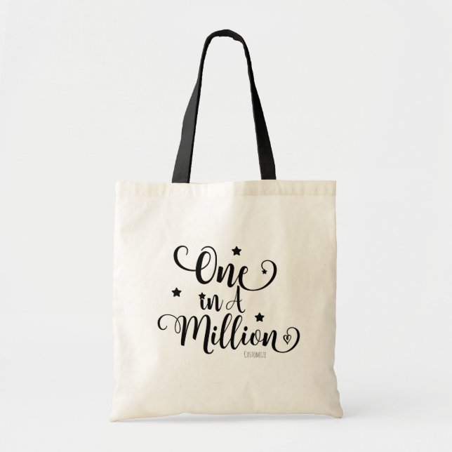 Tote Bag UNE Fois sur un MILLION Typographie & Étoiles Pers (Devant)