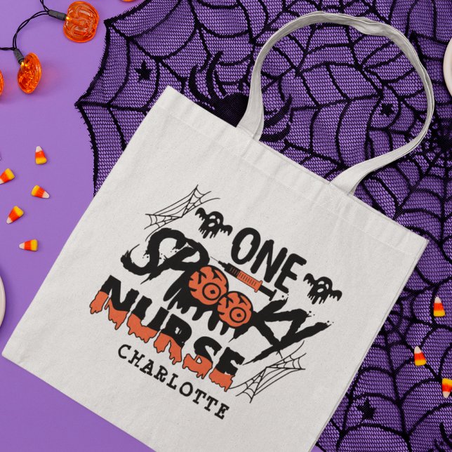 Tote Bag Une infirmière Éffrayante Halloween Ghost Nom pers (Créateur téléchargé)