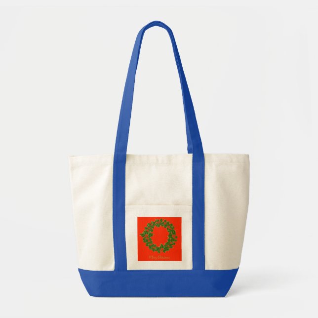 Tote Bag Une joyeuse couronne de Noël (Devant)