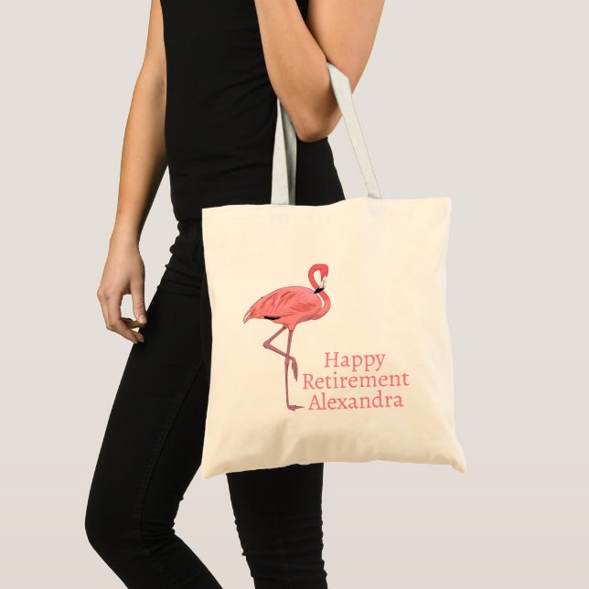 Tote Bag Une retraite heureuse sur mesure veut Flamant rose (Devant (produit))