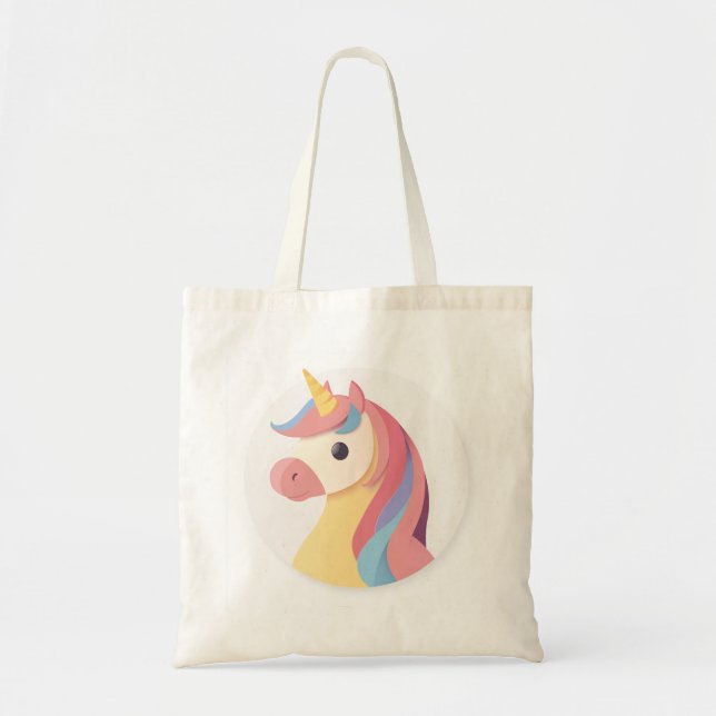 Tote Bag Une Tête Unicorne De Couleur Douce (Devant)