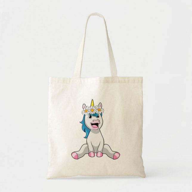 Tote Bag Unicorn avec Flowers Daisy (Devant)