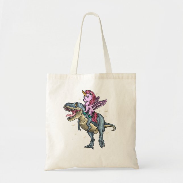 Tote Bag Unicorn équitation Dinosaur T Rex (Devant)