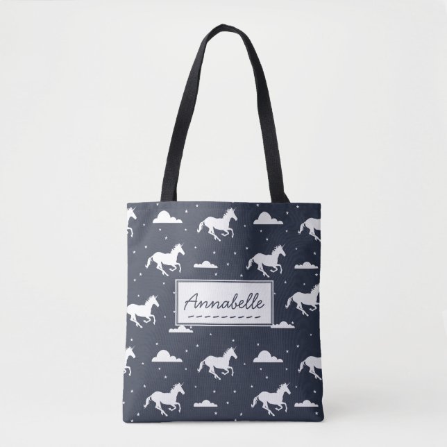 Tote Bag Unicorn Midnight Sky Motif personnalisé (Devant)