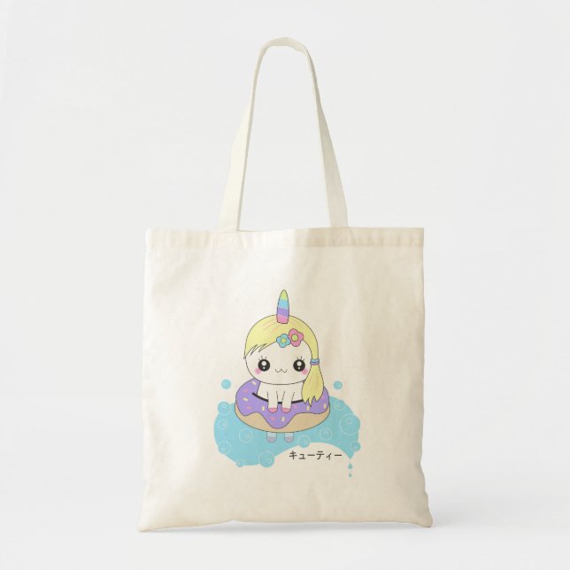 Tote Bag Unicorne arc-en-ciel (Devant)