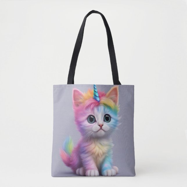 Tote Bag Unicorne arc-en-ciel Kitten (Devant)