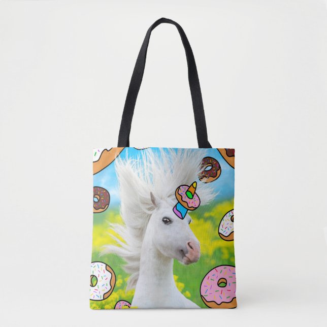 Tote Bag Unicorne avec des beignets (Devant)
