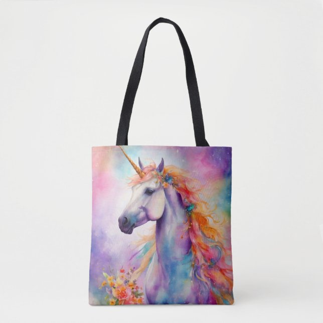 Tote Bag Unicorne couleur Pastel (Devant)