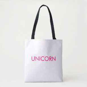 Tote Bag "Unicorne" minimaliste rose chaud fuchsia blanc