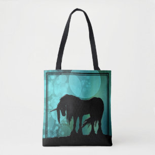 Tote Bag Unicorne mystique (bulles turquoises)