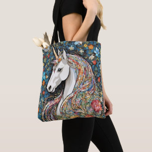 Tote Bag Unicorne Mythique Créature Animal Floral Fourre-to