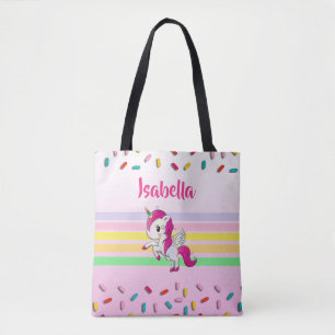 Tote Bag Unicorne personnalisée, gâteaux et arroses