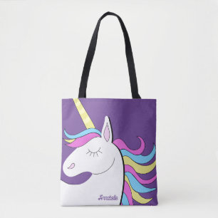 Tote Bag Unicorne violette Jolie Unicornes Imaginaire
