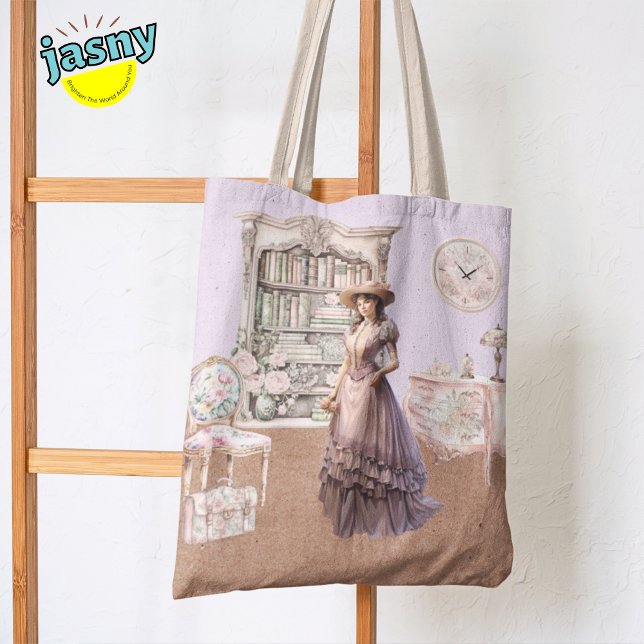 Tote Bag Unique Antique Floral Victorian Femme Lavender (Créateur téléchargé)