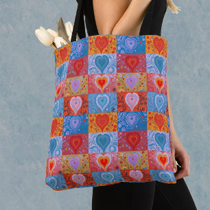 Tote Bag Unique coloré amour du coeur Motif Fourre-tout
