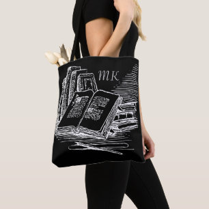 Tote Bag Universitaire Noir Et Blanc Monogramme