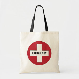 Tote Bag Urgence avec Symbole Croix Médicale Rouge et Blanc