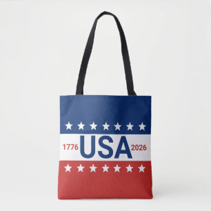 Tote Bag USA 1776 2026 250e anniversaire Rouge Blanc Bleu