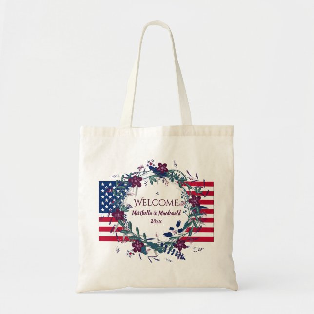 Tote Bag USA AMERICAN MARIAGE ACCUEIL Destination Floral (Devant)