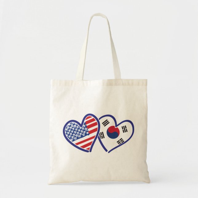 Tote Bag USA Corée du Sud aime les coeurs (Devant)