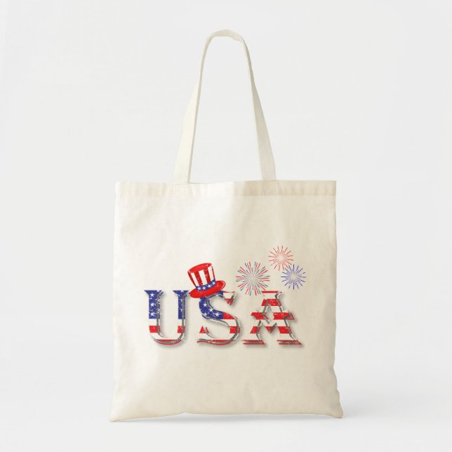 Tote Bag USA en étoiles et en bandes (Devant)
