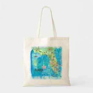 Tote Bag USA Florida State Carte Vintage avec les faits sai