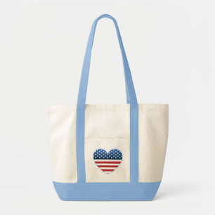 Tote Bag USA Heart FlagPatriotic Beach Bags