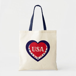 Tote Bag USA Patriotique Rouge Blanc Bleu Cœur Festif 4 Jui