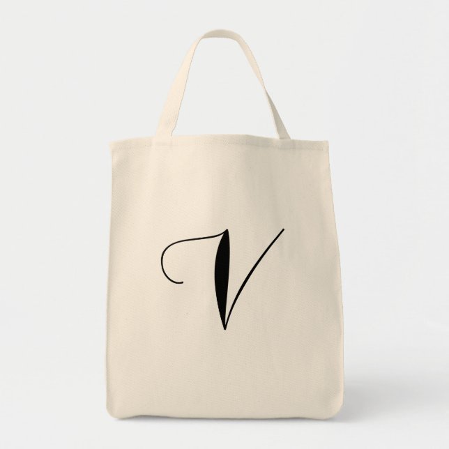 Tote Bag V est pour Fourre-tout végétalien (Devant)