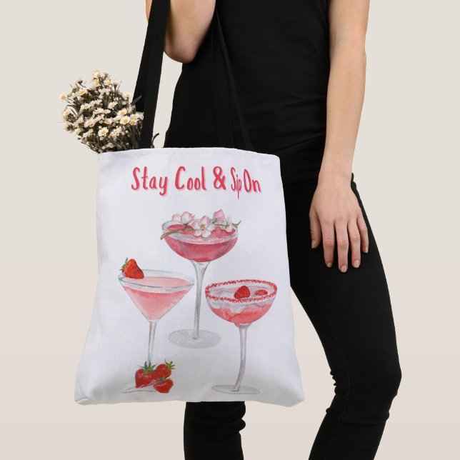 Tote Bag vacances, boissons et plus (De près)