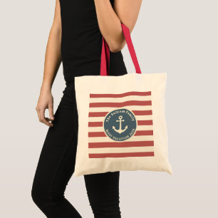 Tote Bag Vacances de famille personnalisées Rayure d'ancre