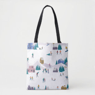 Tote Bag Vacances des Alpes d'hiver : les gens actifs sans