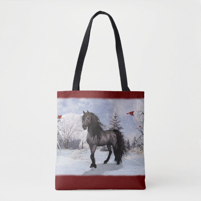 Tote Bag Vacances d'hiver 2024 Cheval friésien (Devant)