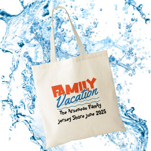 Tote Bag VACANCES EN FAMILLE amusantes orange/bleu PERSONNA