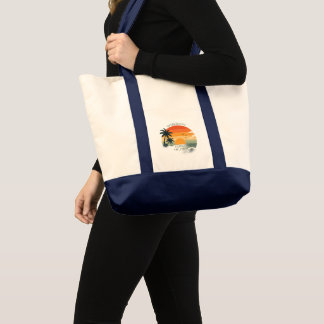 Tote Bag Vacances en famille coucher de soleil vintage plag