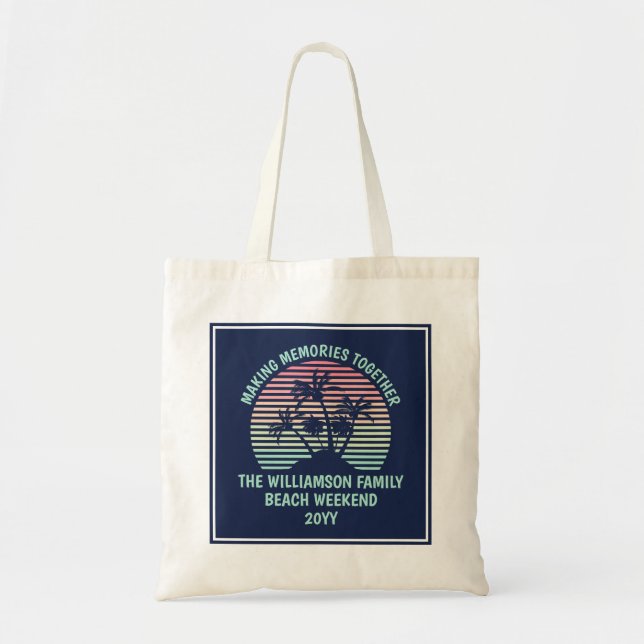 Tote Bag Vacances familiales personnalisées Retro Tropical  (Devant)