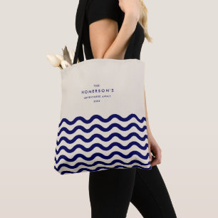 Tote Bag Vacances familiales stylées Marine Blue Tropical W