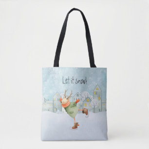 Tote Bag Vacances hivernales de Cerfs de Patinage Whimsical