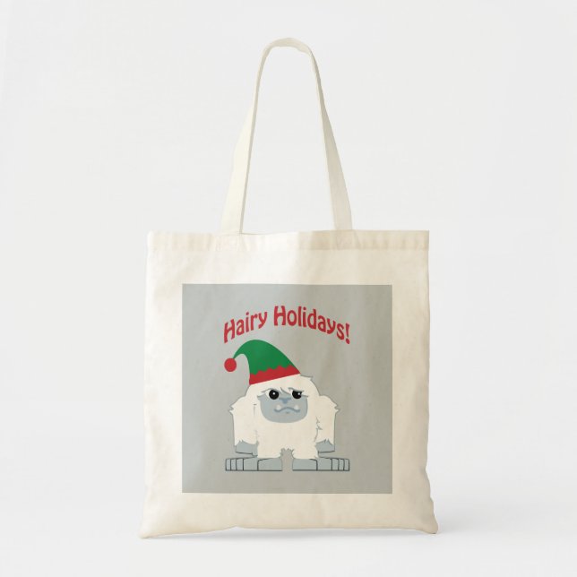 Tote Bag Vacances velues ! Yeti de Noël (Devant)